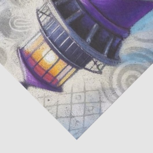 Paarse Vuurtoren Bloemen Gepersonaliseerde Decoupa Tissuepapier (Detail)