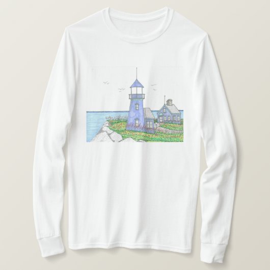 Paarse vuurtoren; Dames T-shirt met lange mouwen (Design voorkant)