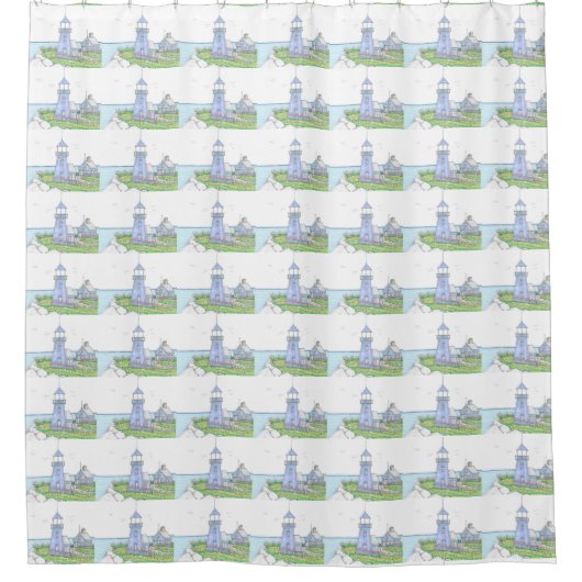 Paarse Vuurtoren Douchegordijn (Voorkant)