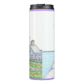 Paarse Vuurtoren; Thermische Tumbler Thermosbeker (Achterkant)