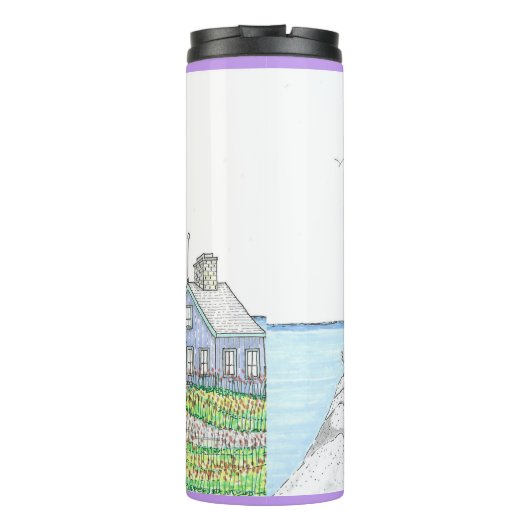 Paarse Vuurtoren; Thermische Tumbler Thermosbeker (Achterkant)