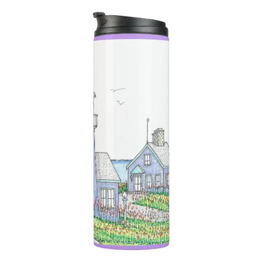 Paarse Vuurtoren; Thermische Tumbler Thermosbeker (Geroteerd rechts)