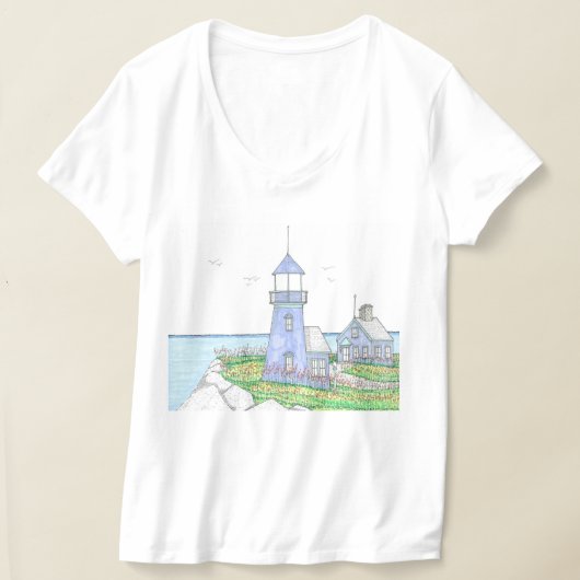 Paarse Vuurtoren Vneck Tshirt Licht Lavendel (Laagn)