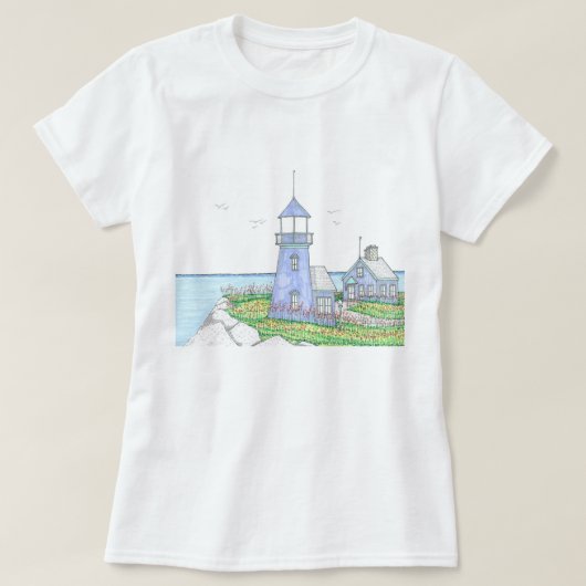 Paarse vuurtoren; Vrouwen T-shirt; Beach Life T-shirt (Design voorkant)