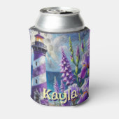 Paarse Vuurtoren w / Foxglove & Iris Gepersonalise Blikjeskoeler (Blikje Achterkant)