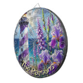 Paarse Vuurtoren w / Foxglove & Iris Gepersonalise Dartbord (Voorkant Rechts)