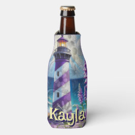 Paarse Vuurtoren w / Foxglove & Iris Gepersonalise Flesjeskoeler