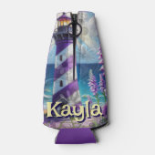 Paarse Vuurtoren w / Foxglove & Iris Gepersonalise Flesjeskoeler (Achterkant)