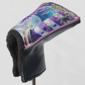 Paarse Vuurtoren w / Foxglove & Iris Gepersonalise Golfheadcover (3/4 voorkant)