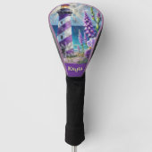 Paarse Vuurtoren w / Foxglove & Iris Gepersonalise Golfheadcover (Voorkant)