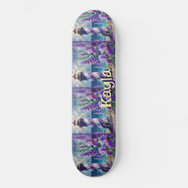 Paarse Vuurtoren w / Foxglove & Iris Gepersonalise Persoonlijk Skateboard