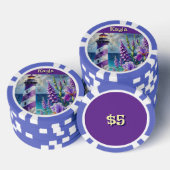 Paarse Vuurtoren w / Foxglove & Iris Gepersonalise Poker Chips (Opstapeling)