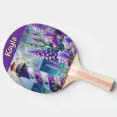 Paarse Vuurtoren w / Foxglove & Iris Gepersonalise Tafeltennisbatje (Zijkant)