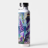 Paarse Vuurtoren w / Foxglove & Iris Gepersonalise Waterfles (Rechts)