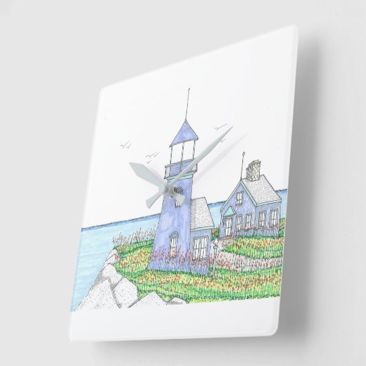 Paarse vuurtoren wandklok (Hoek)