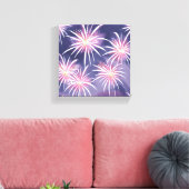 Paarse Vuurwerk | Pastel Waterverf Canvas Afdruk (Insitu (Woonkamer))