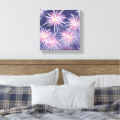 Paarse Vuurwerk | Pastel Waterverf Canvas Afdruk (Insitu (Slaapkamer))