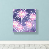 Paarse Vuurwerk | Pastel Waterverf Canvas Afdruk (Insitu (Houten vloer))
