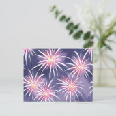 Paarse vuurwerk | pastelkleurige Waterverf Briefkaart (Staand voorkant)