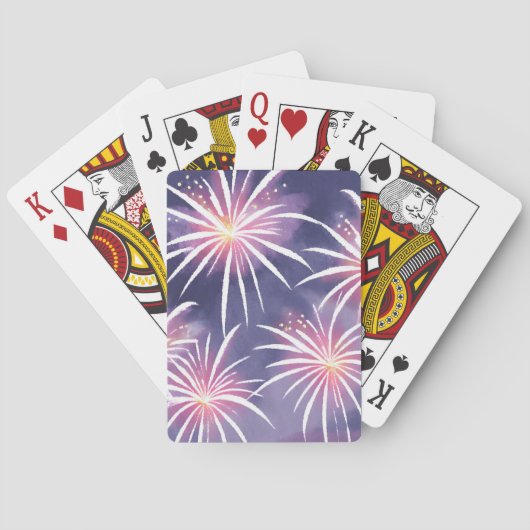 Paarse vuurwerk | pastelkleurige Waterverf Pokerkaarten (Achterkant)