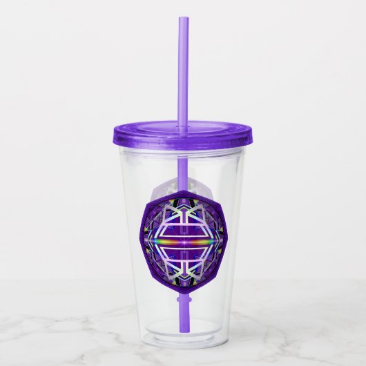 Paarse W3 Acryl Tumbler Drinkbeker (Voorkant)