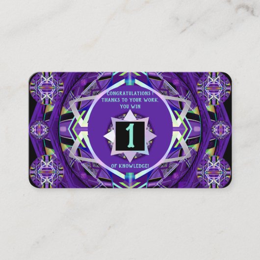 Paarse W3 award Visitekaartje (Voorkant)