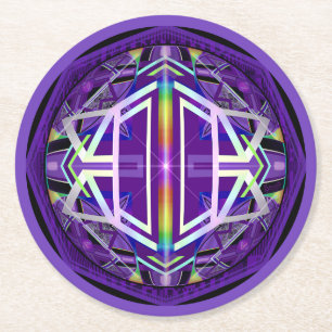 Paarse W3 Ronde Kartonnen Onderzetter