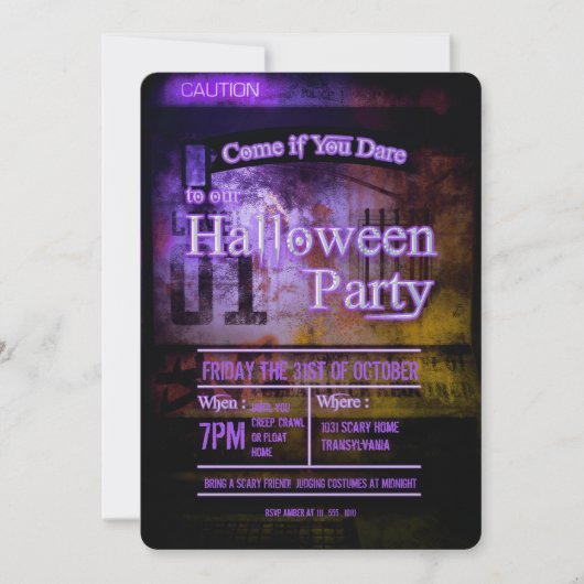 Paarse waarschuwing Niveau 01 uitnodiging van Hall (Voorkant)