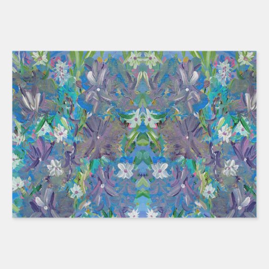 Paarse Waas Bloemige Cadeaupapier (Voorkant 3)