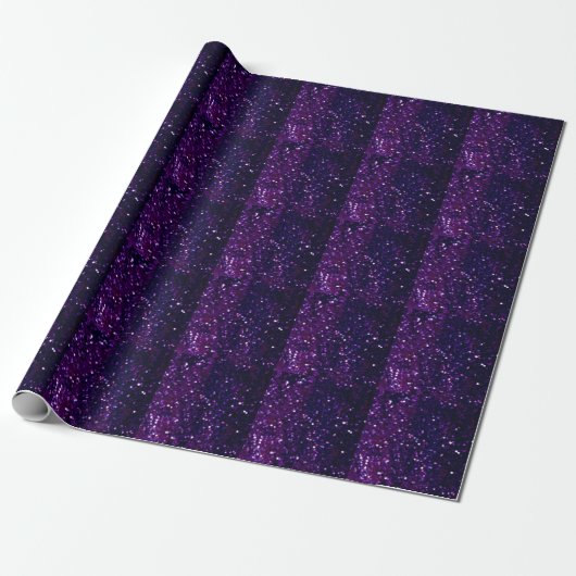 Paarse waas: Glitter Lights Achtergrond Cadeaupapier (Uitgerold)