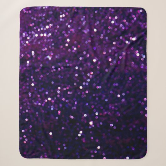 Paarse waas: Glitter Lights Achtergrond Sherpa Deken (Voorkant)