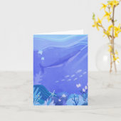 Paarse walvis onder de waterverf van de zeeen sche kaart (Gele Bloem)