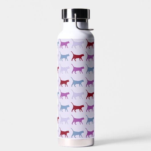 Paarse Wandelende Kat Patroon Waterfles (Links)