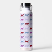 Paarse Wandelende Kat Patroon Waterfles (Voorkant)