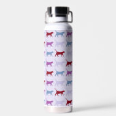 Paarse Wandelende Kat Patroon Waterfles (Achterkant)