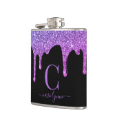 Paarse warmroze spaarpjes Glitter Drift Monogram Heupfles (Links)