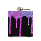 Paarse warmroze spaarpjes Glitter Drift Monogram Heupfles (Achterkant)