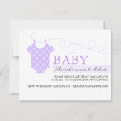 Paarse waslijn Modern Baby shower Invitation Kaart (Voorkant)