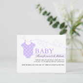 Paarse waslijn Modern Baby shower Invitation Kaart (Staand voorkant)