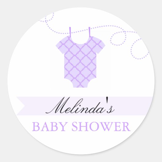 Paarse waslijn Moderne Baby Shower Sticker (Voorkant)