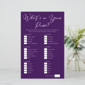 Paarse Wat zit er in uw portemonnee Vrijgezellenfe (Staand voorkant)