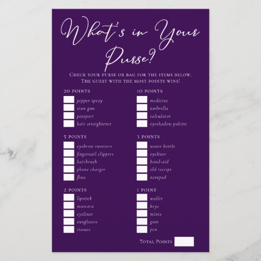 Paarse Wat zit er in uw portemonnee Vrijgezellenfe (Voorkant)