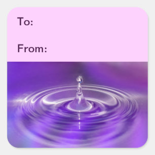 Paarse Water Drop Gift Label Stickers