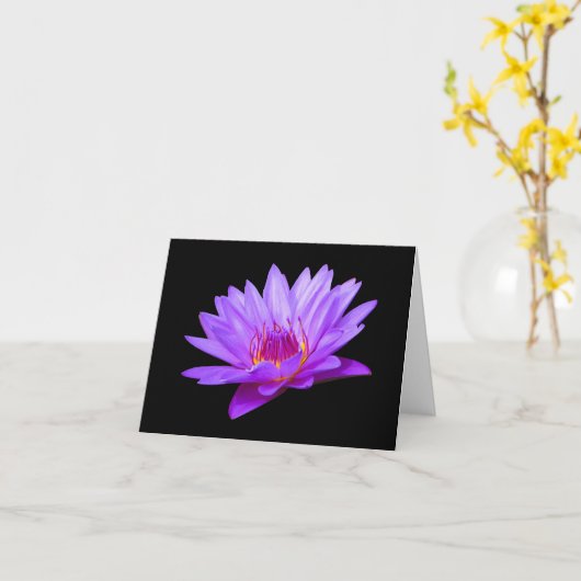 Paarse Water Lily Blank Note Wenskaarten Kaart (Gele Bloem)