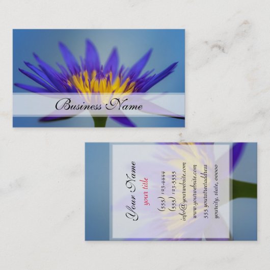 Paarse Water Lily Visitekaartje (Voorkant / Achterkant)