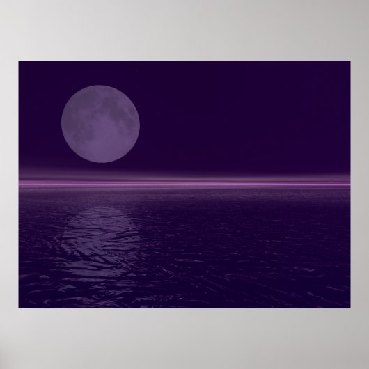 Paarse waterblauwe maan poster (Voorkant)