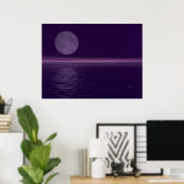 Paarse waterblauwe maan poster (Thuiskantoor)