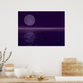 Paarse waterblauwe maan poster (Keuken)