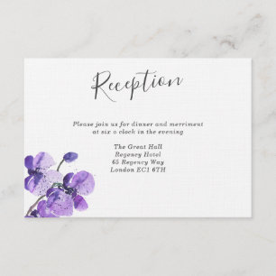 Paarse Watercolor Orchideeën Trouwreceptie Kaart