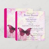 Paarse Watercolor Vlinder Bruidsdouche Kaart (Voorkant / Achterkant)